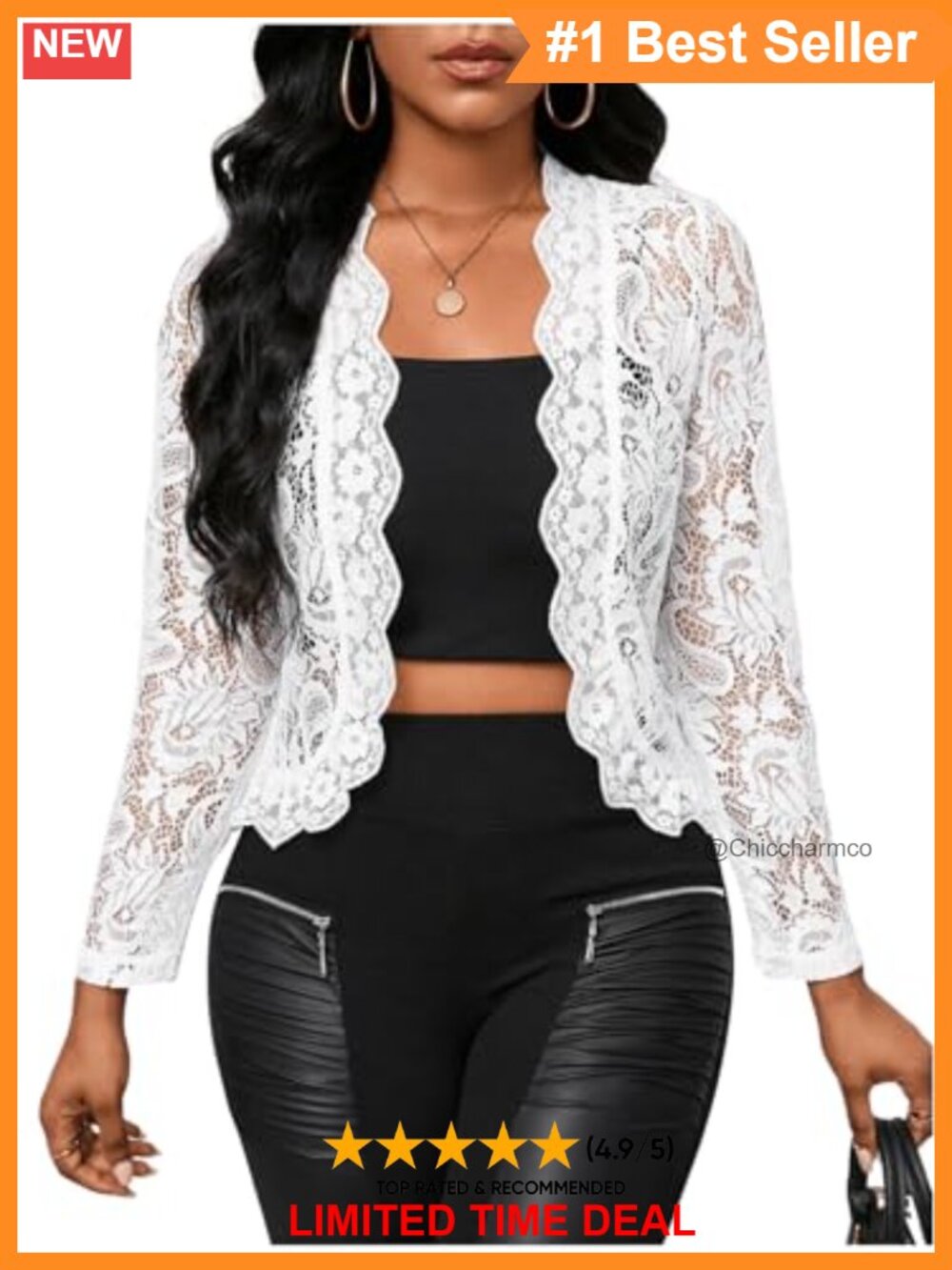 Lace Cropped Blazer Sheer Open Front Long Sleeve Lightweight Casual Jacket